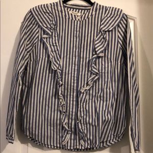 RESERVED COPY - Madewell stripe ruffle button down
